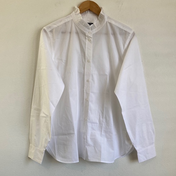 J. Crew Tops - J. Crew Jules ruffle-collar shirt in cotton poplin Size 14 White